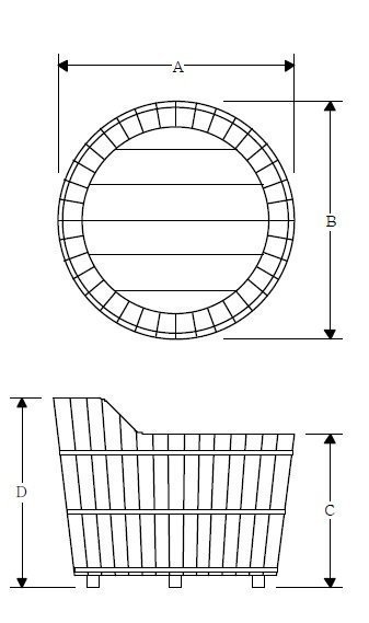 Ofurô Redondo Cônico Espaldar 130 cm